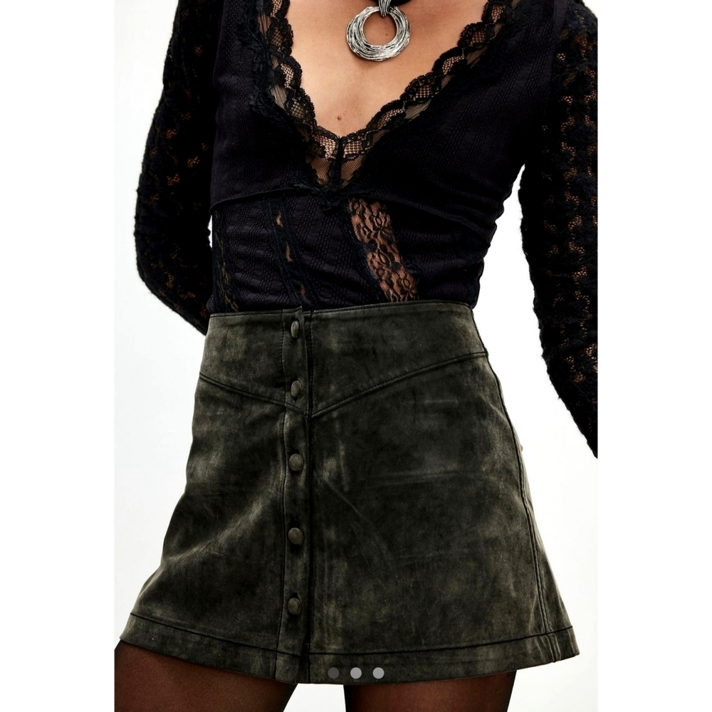 Free People After Party Suede Mini‎ Skirt Black Women's Size 14